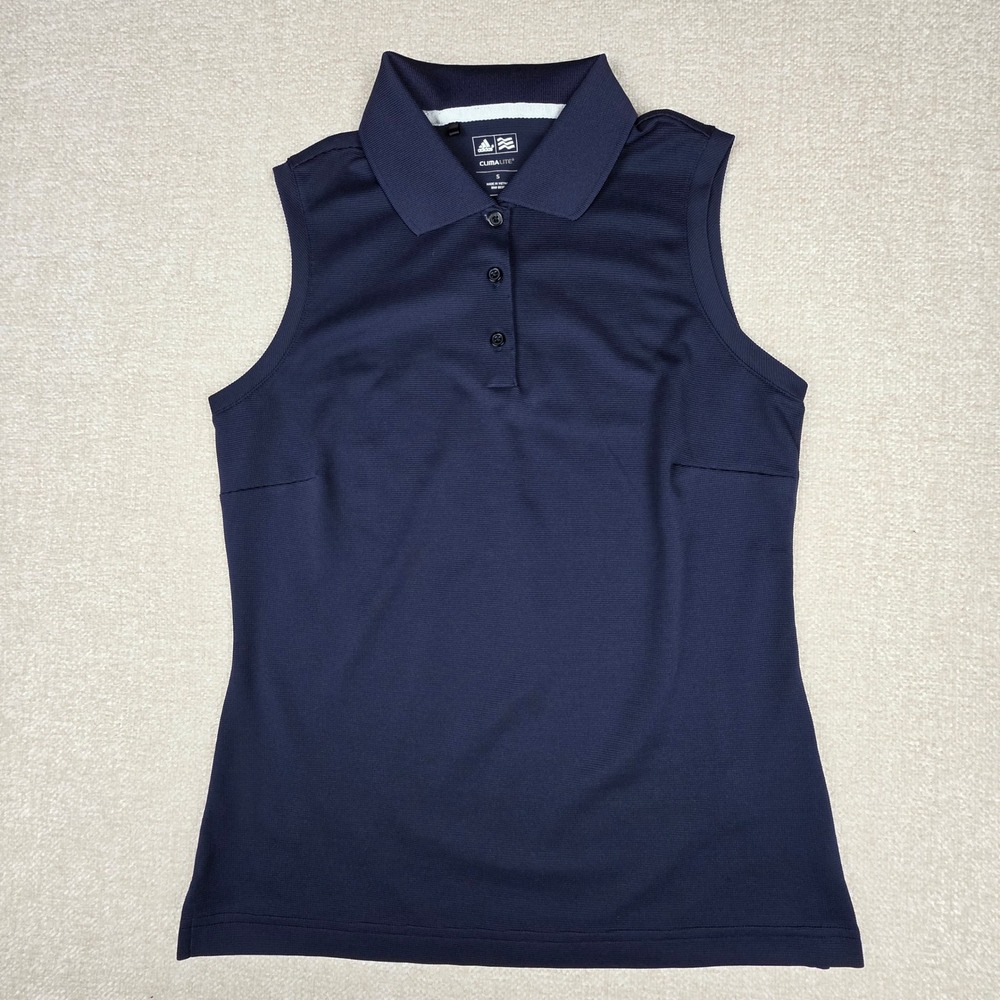 adidas Womens ClimaLite Navy Sleeveless Polo Top small